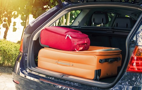 Luggage in the back of a car