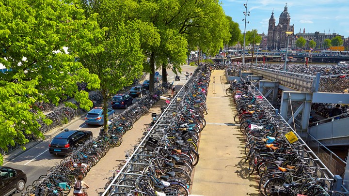 bicycles parked in amsterdam