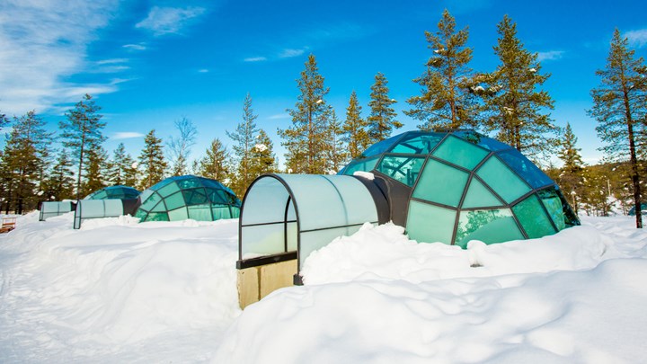 glass igloos in kakslauttanen, finland