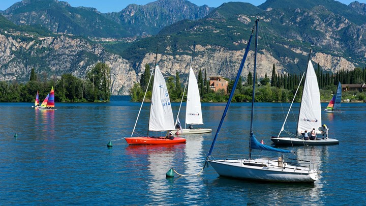 Boats on lake garda