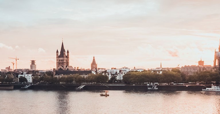 Riverside view of a city