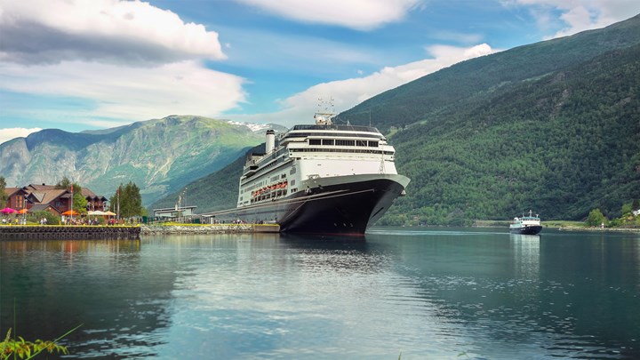 cruise ship on a fjord