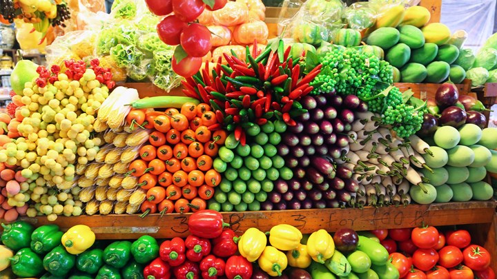 fruit and vegetable markets stall in bangkok