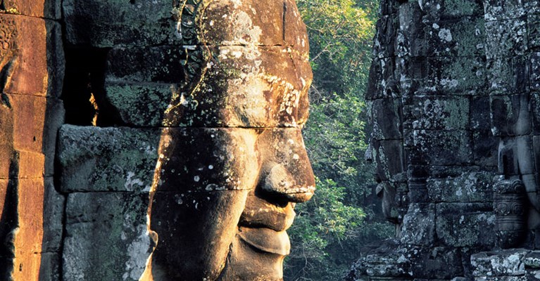 A face carved into a cliff