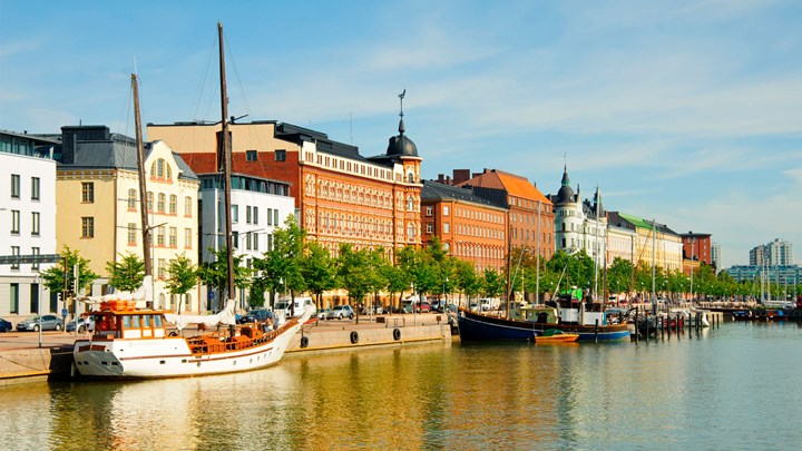 helsinki riverfront with boats