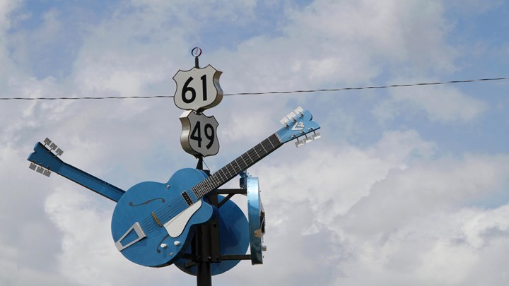 blues road sign