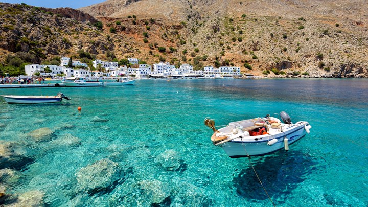 landscape of crete, sunny harbour