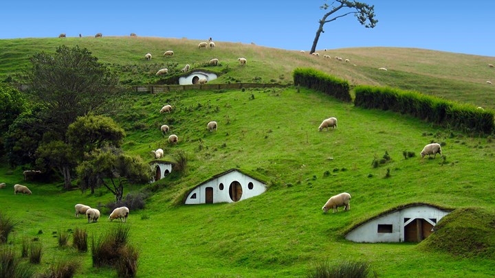 houses in hills at hobbiton