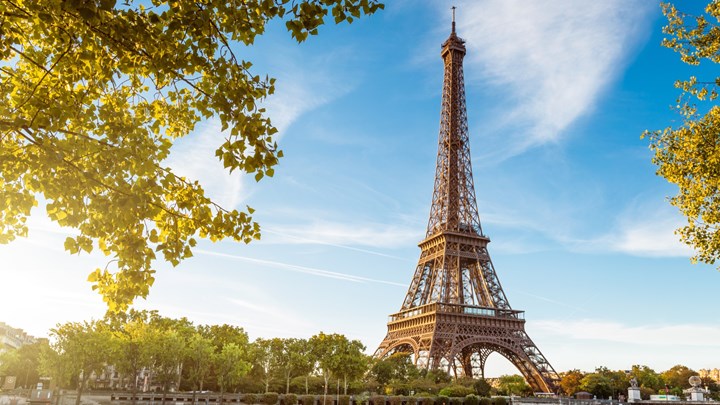 eiffel tower on a sunny day