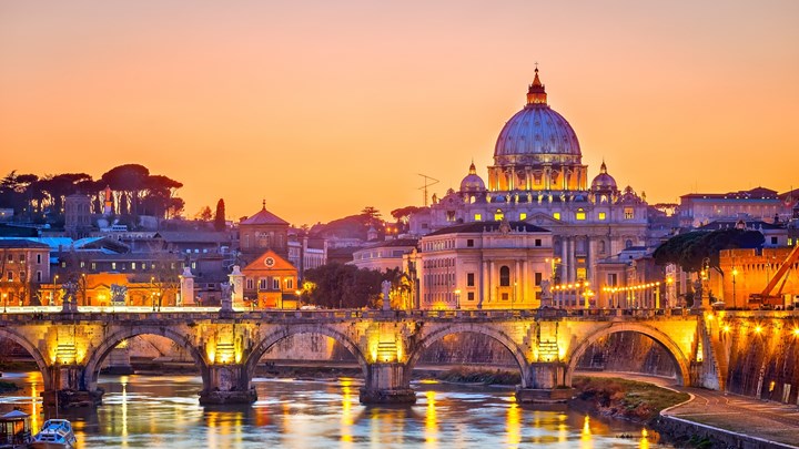 sunset landscape of the vatican, rome