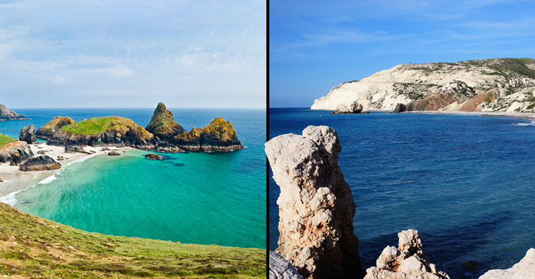 Comparison of two rock formations by water